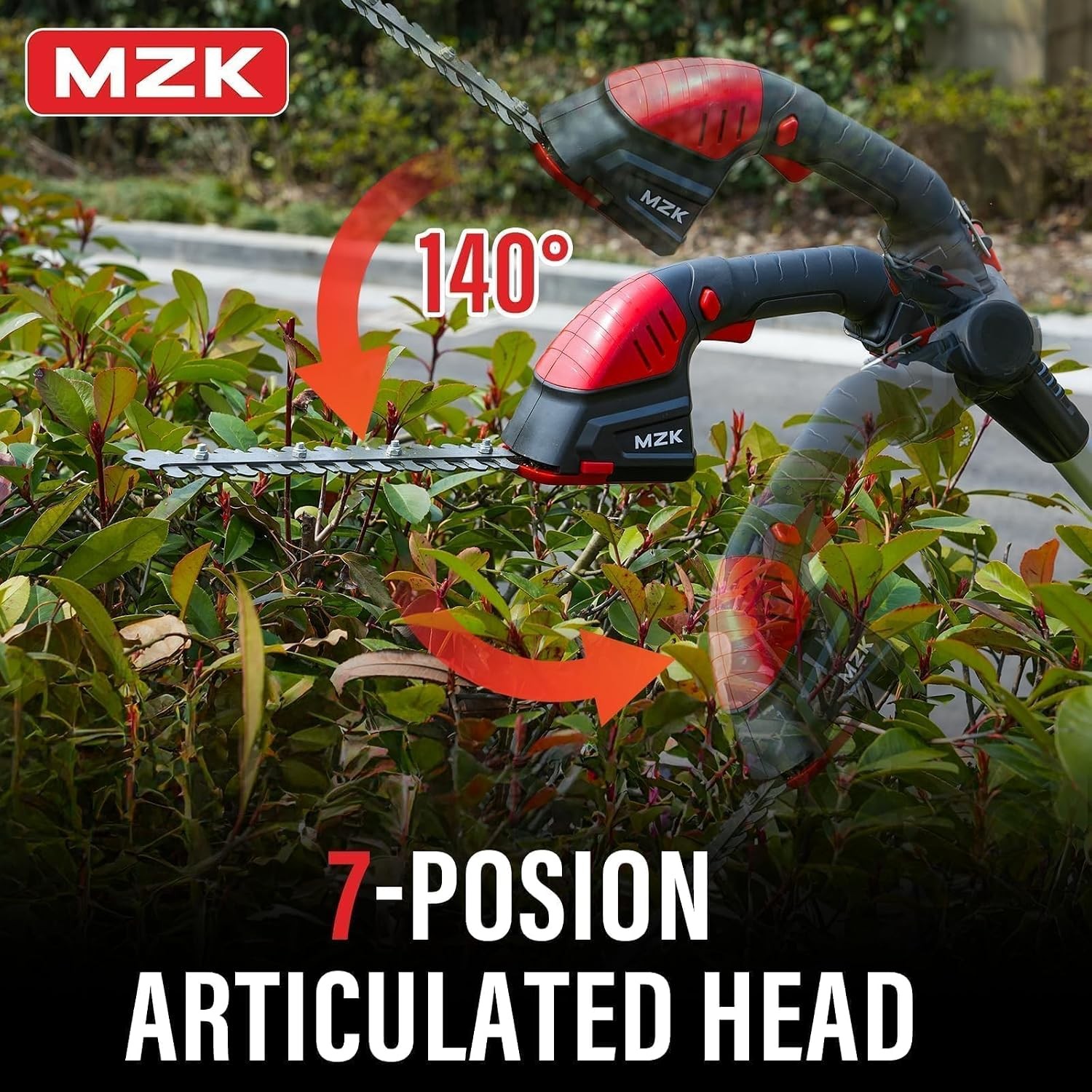 MZK 20V 2-in-1 Pole Hedge Trimmer & Grass Shear,13-Foot Reach | Multi-angle cord