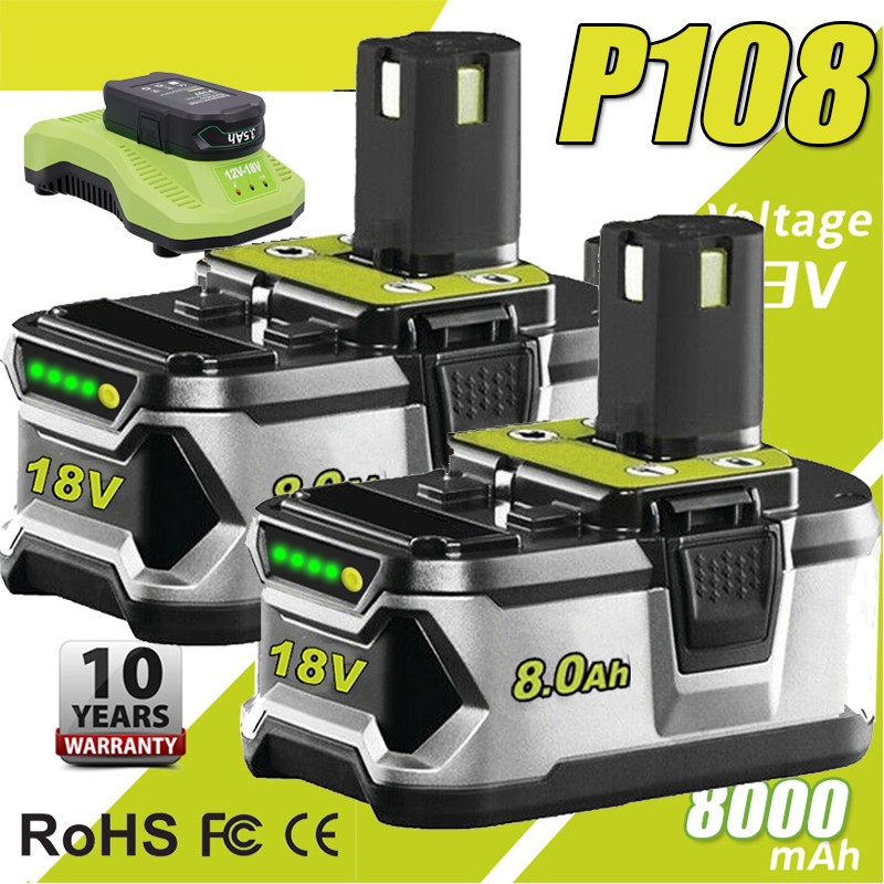 18V Lithium Battery for Ryobi ONE P108 P107 P102 P103 P104 P105 P109 P197 PBP005