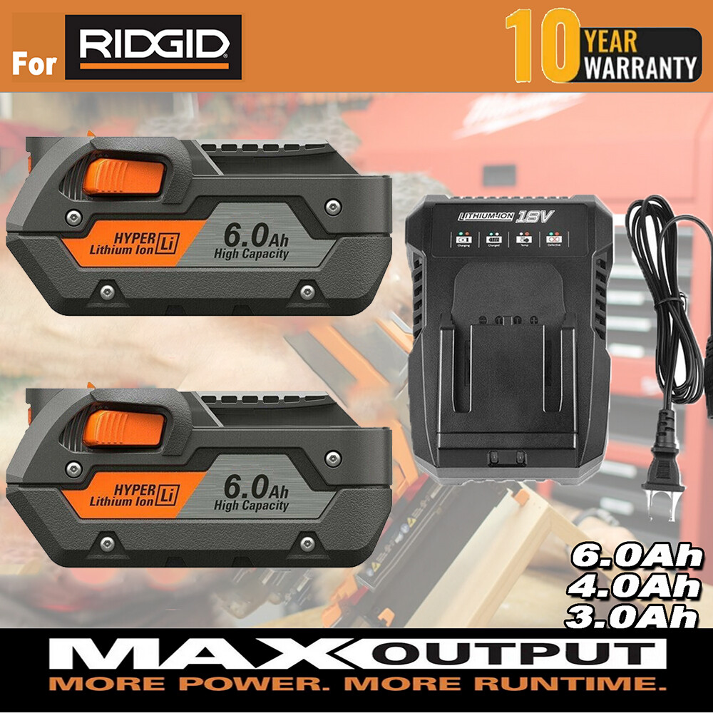 Battery/ Charger for Ridgid R840085 6.0Ah Lithium 18V Battery Rigid R840087 Tool