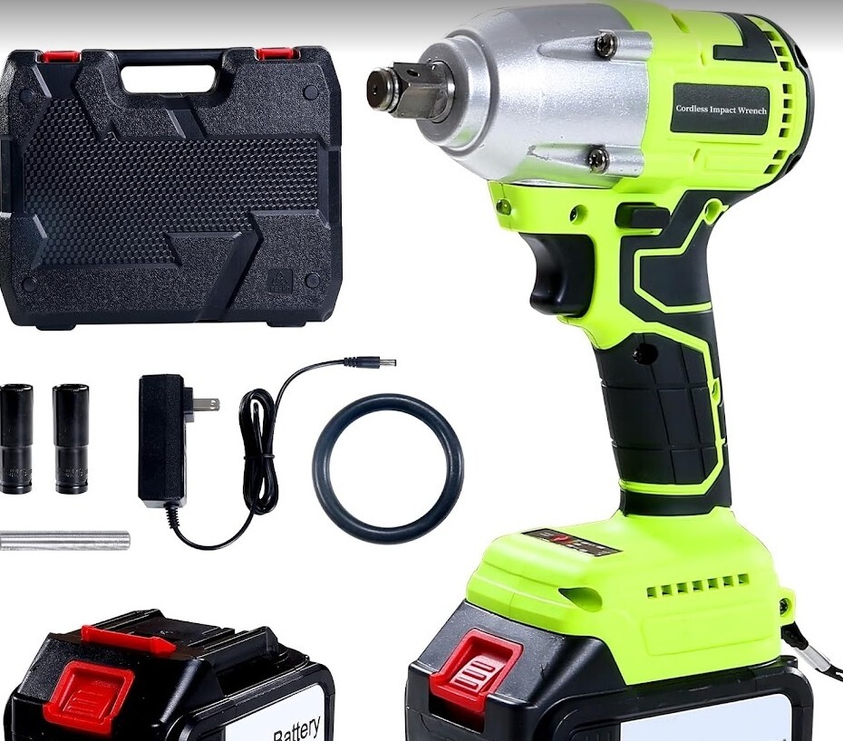 Impact Wrench Gun BRUSHLESS Cordless 20V Li-Ion 1/2” Driver 2200RPM 2 BATTERIES