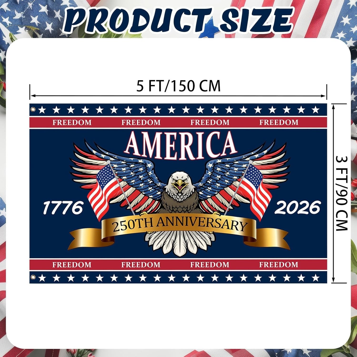 3 Ply 250 Years America Flag – Double Sided Patriotic Eagle 3 X 5 Ft Anniversary