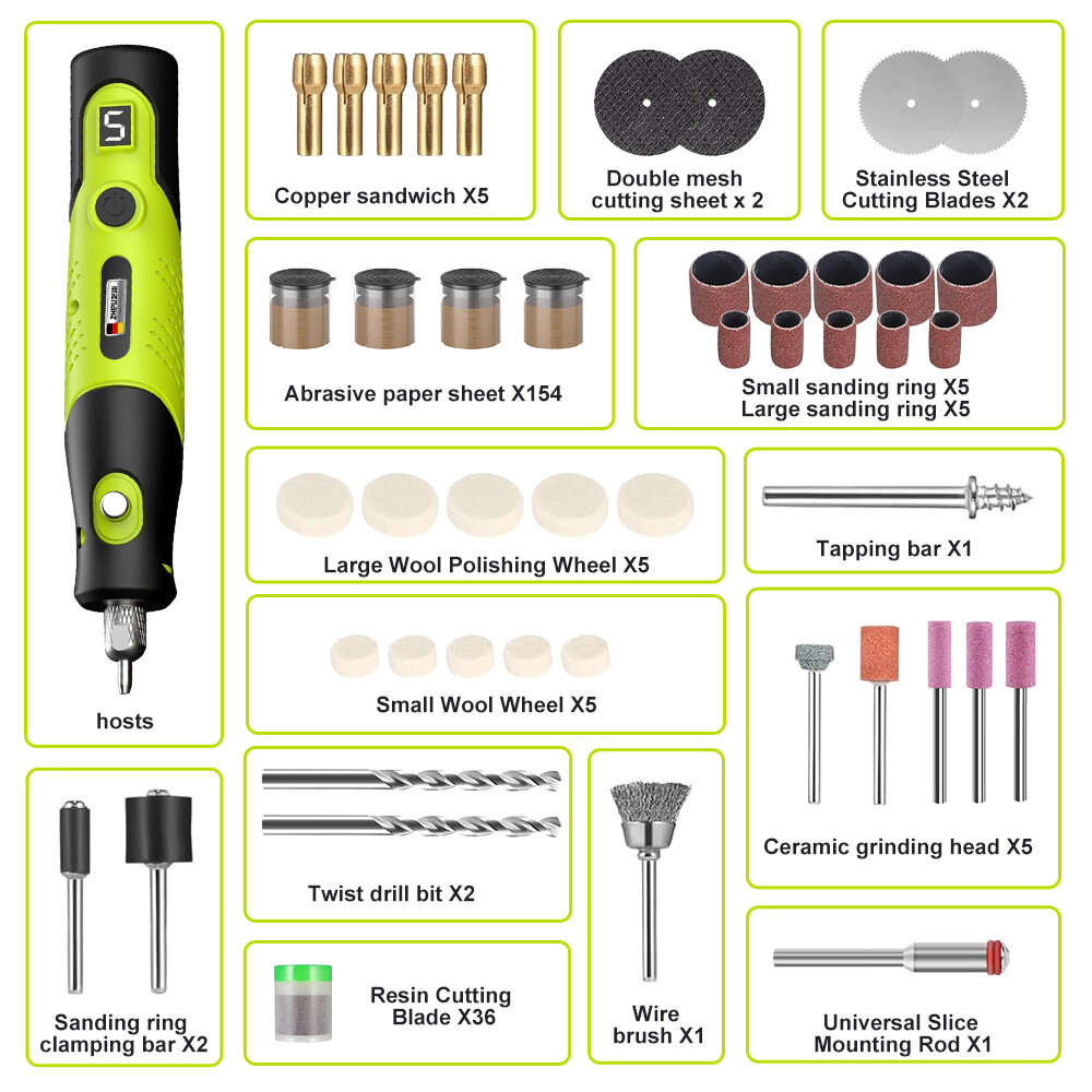 231pcs Mini Cordless Rotary Tool USB Rechargeable 5 Speed Electric Grinder Pen