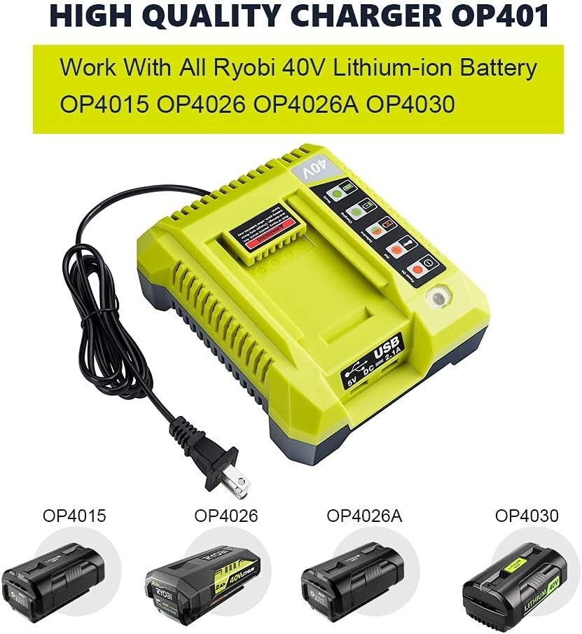 For Ryobi 40V Rapid OP401 Charger 6.0Ah Battery 40 Volt Lithium OP4050 OP40602