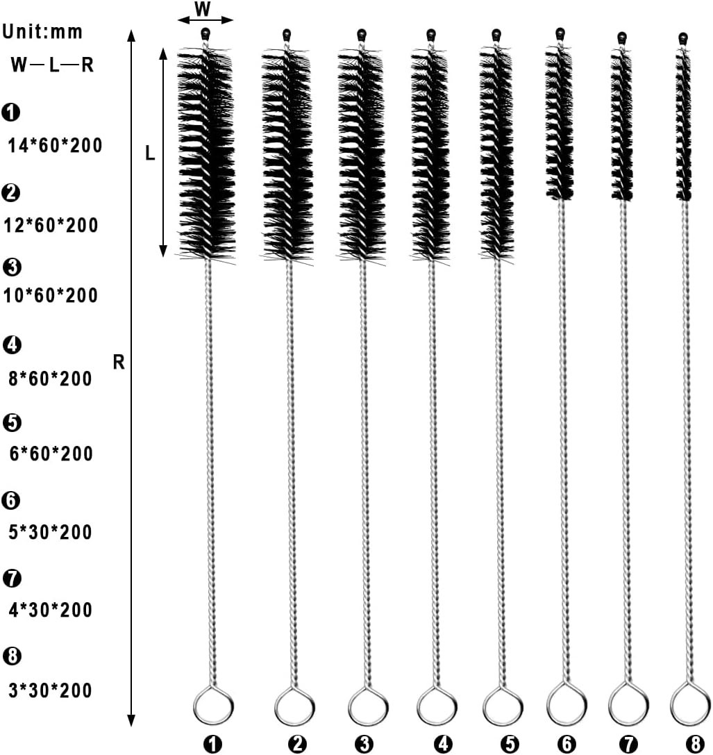 10 Pcs Wire Tube Brushes for Cleaning Pipe Tube Brass Brush Stainless Steel