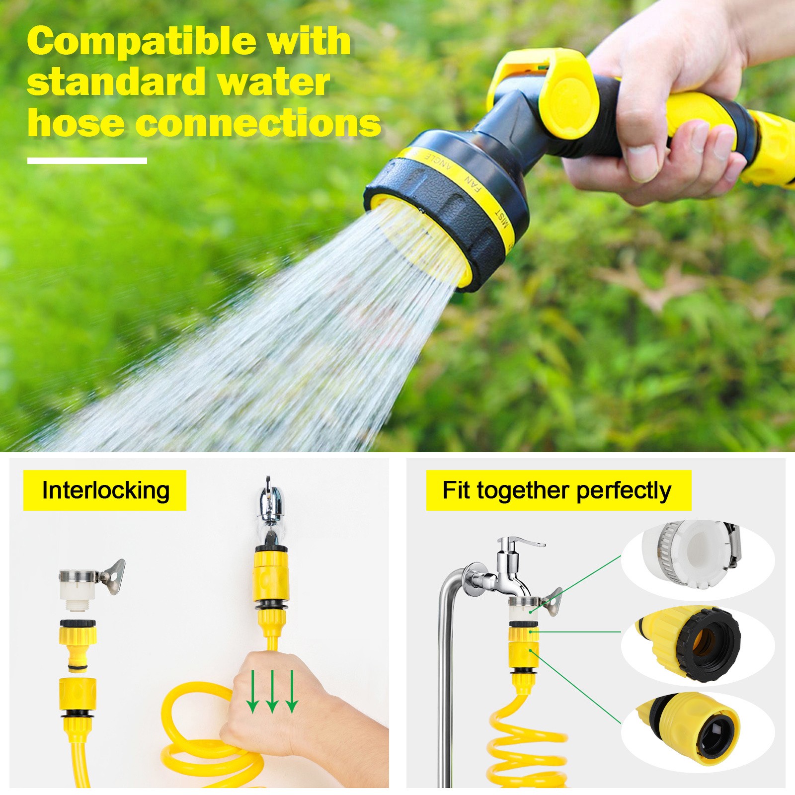 1/2″ Coil Garden Hose Curly Water Pipes & Sprayer for Boat Greenhouse/Yard/Patio