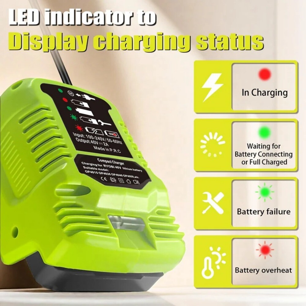 Charger for Ryobi 40V Battery OP401 Charger OP4015 OP4026 OP4030 OP4040 OP4050