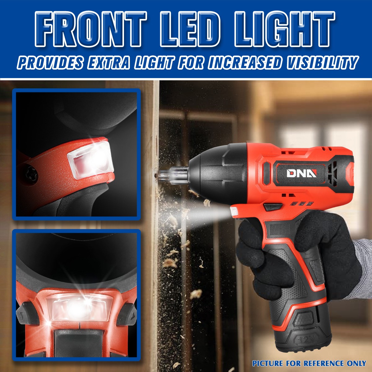 DNA Motoring 3/8” Chuck 12V Speed 2700/min Cordless Electric Ratchet Wrench Red
