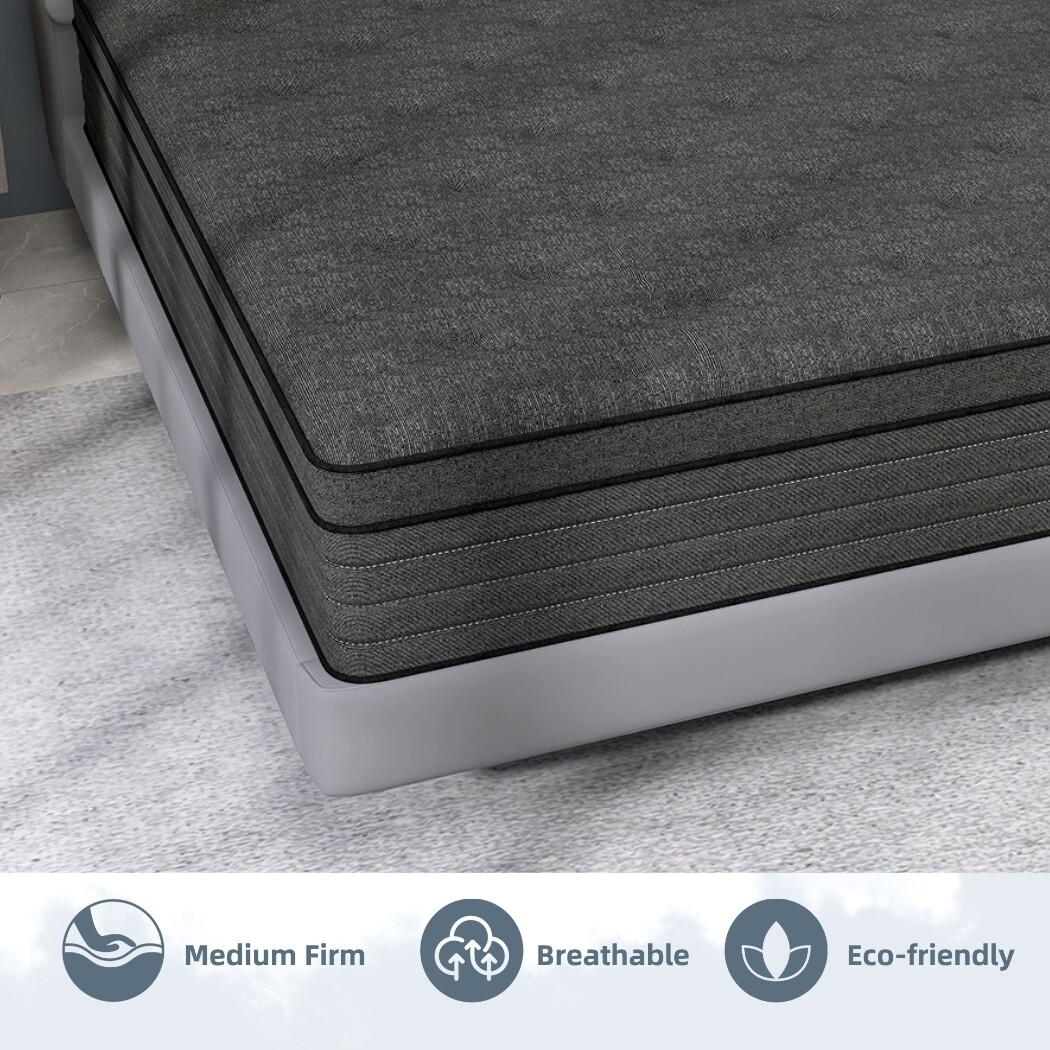 12″14″ Mattress in A Box Hybrid InnerSpring Twin Full Queen King Size Cool Black