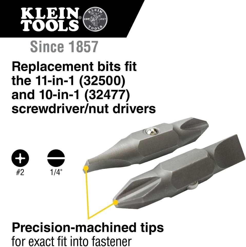 SCREWDRIVER/NUT DRIVE 2 REPLACEMENT BITS Klein Tool 32483 for 10-in-1 or 11-in-1
