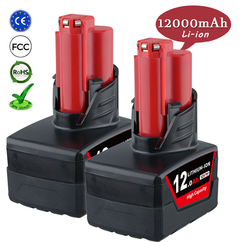 2Pack 12.0Ah Battery For Milwaukee for M12 LITHIUM Extended Capacity 48-11-2460