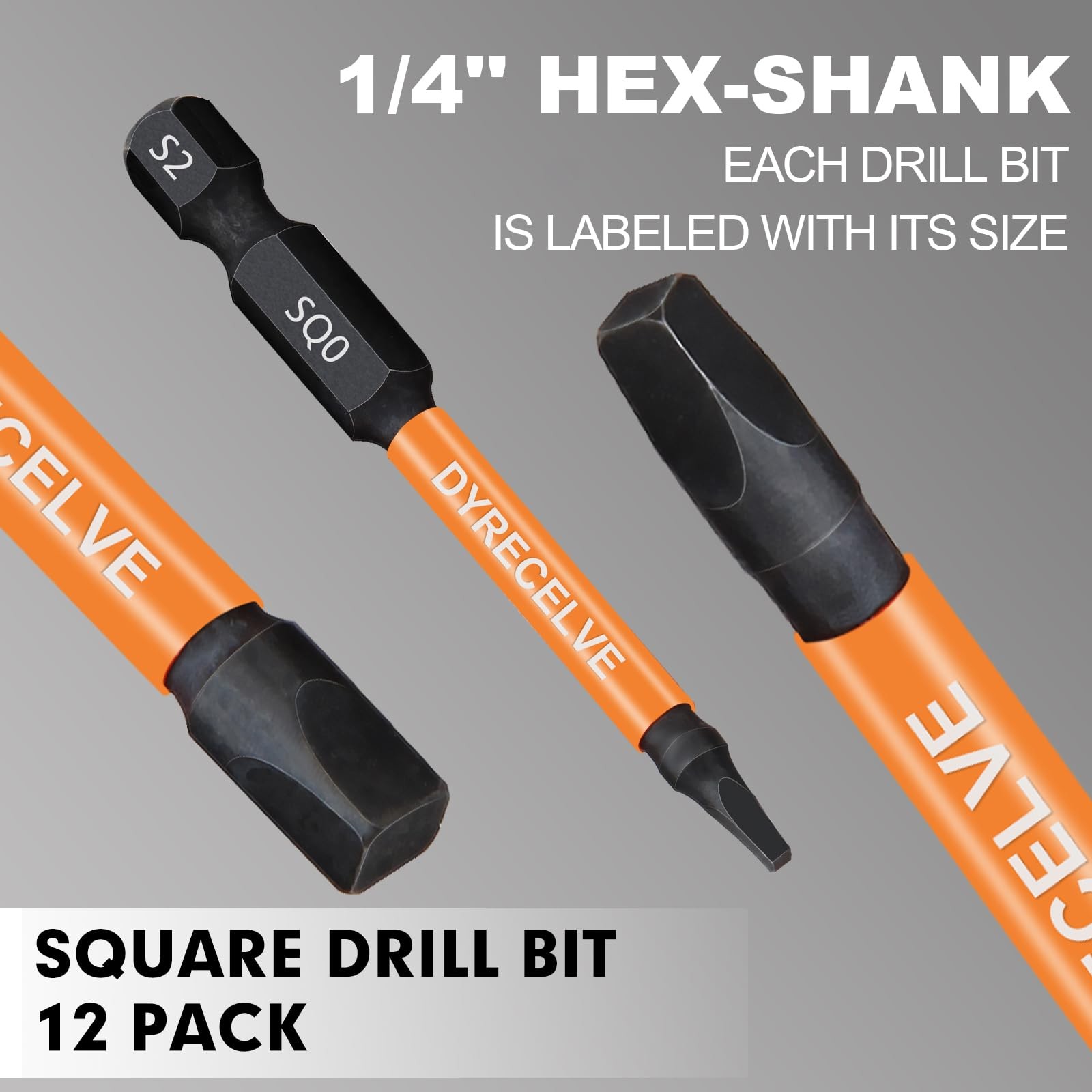 12-Pack Square Drive Bits- PREMIUM S2 Alloy Steel Square Bit Set Magnetic Hea…