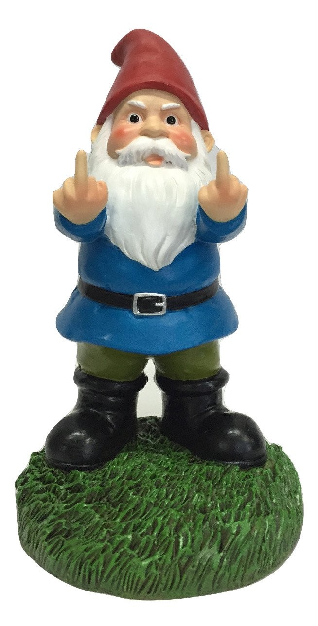 Funny Middle Finger Gnome Statue 8.5in Unique Garden Decor for Outdoors