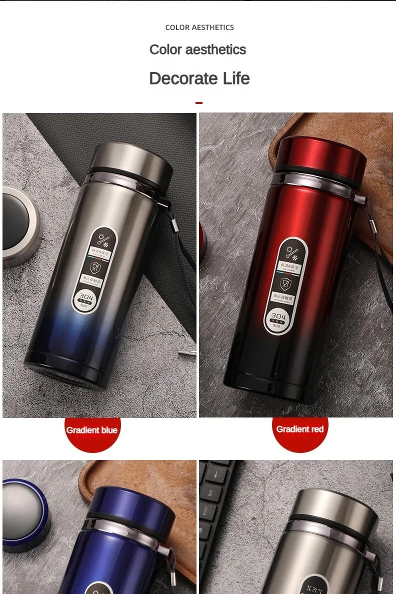 LED Temperature Display Thermos Bottle Stainless Steel Vacuum Flask Portable
