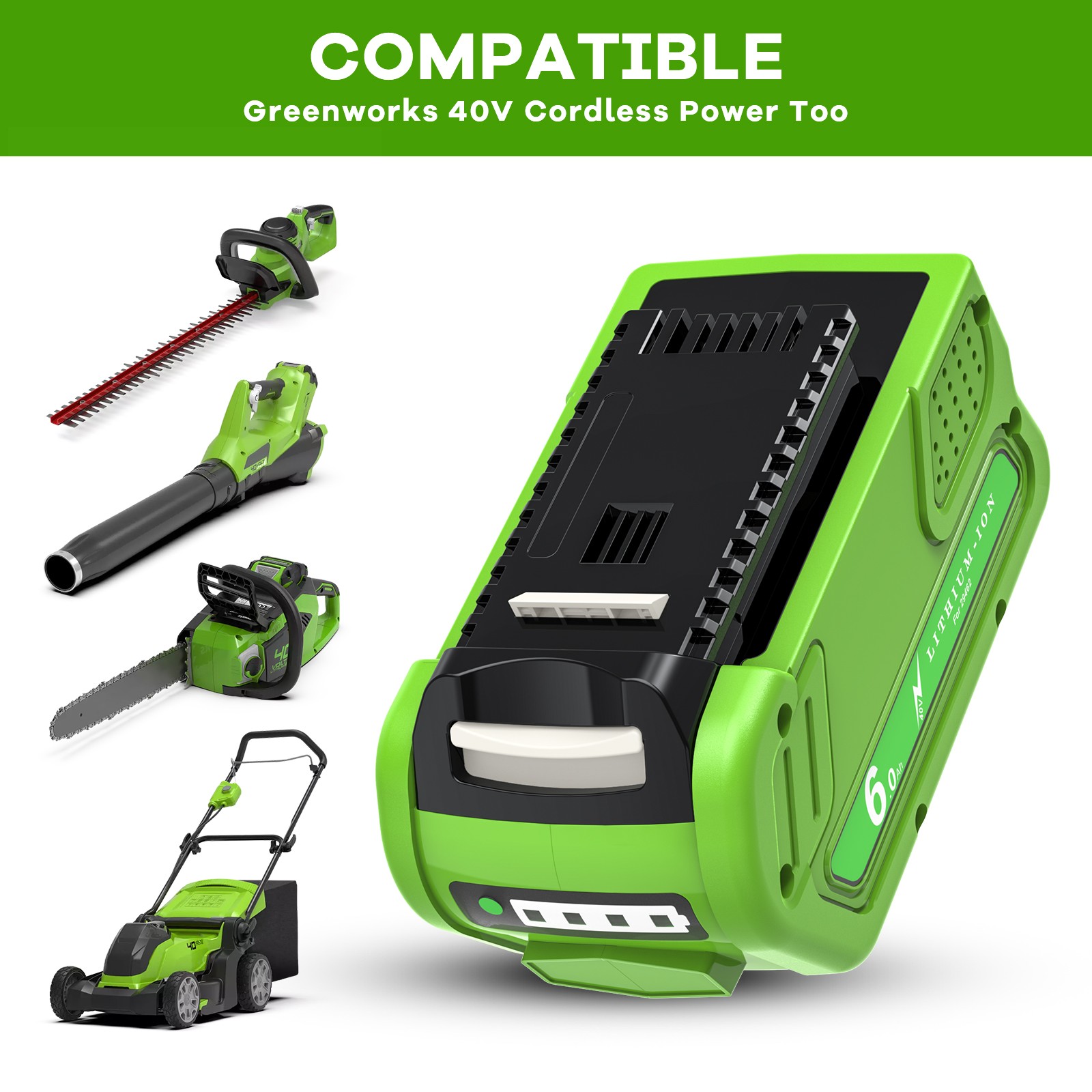 40Volt 8.0Ah Lithium Battery For GreenWorks 40V G-MAX 20302 9462 29252 29472