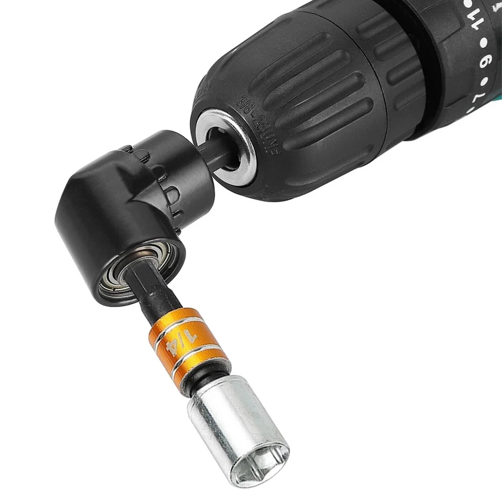 ✔️Socket Adapter Impact Hex Shank Drill Bits Set 1/4″ 3/8″ 1/2″+105° Right Angle