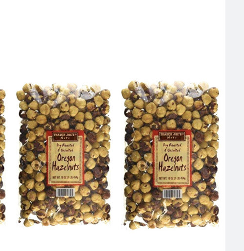 2 Packs Trader Joe’s Dry Roasted & Unsalted Oregon Hazelnuts 16 oz Each Pack