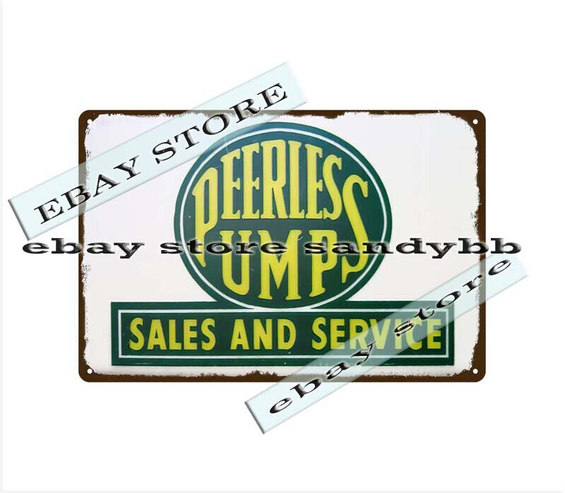 PEERLESS PUMPS SALES SERVICE engineer agriculture mechanic metal tin sign