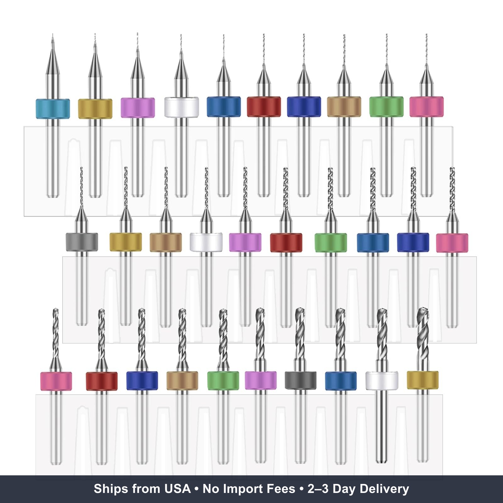30pcs Micro Drill Bits Set for Most Rotary Tools,Spiral Flute 0.1mm-3mm Tungsten