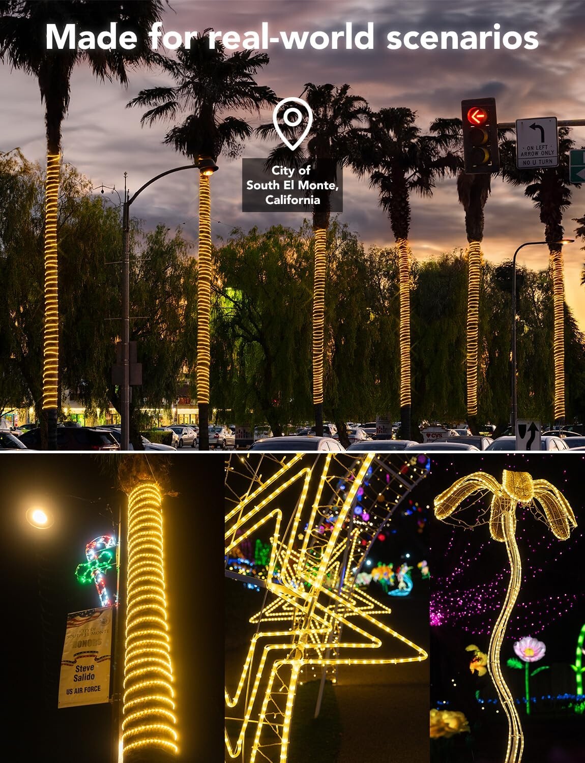 Warm White Thick LED Rope Light Indoor Outdoor 10/20/25/50/100/200/150/300FT ETL