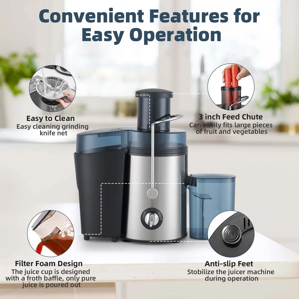 800W Electric Juicer Fruit Vegetable Blender Juice Extractor Citrus Machine New