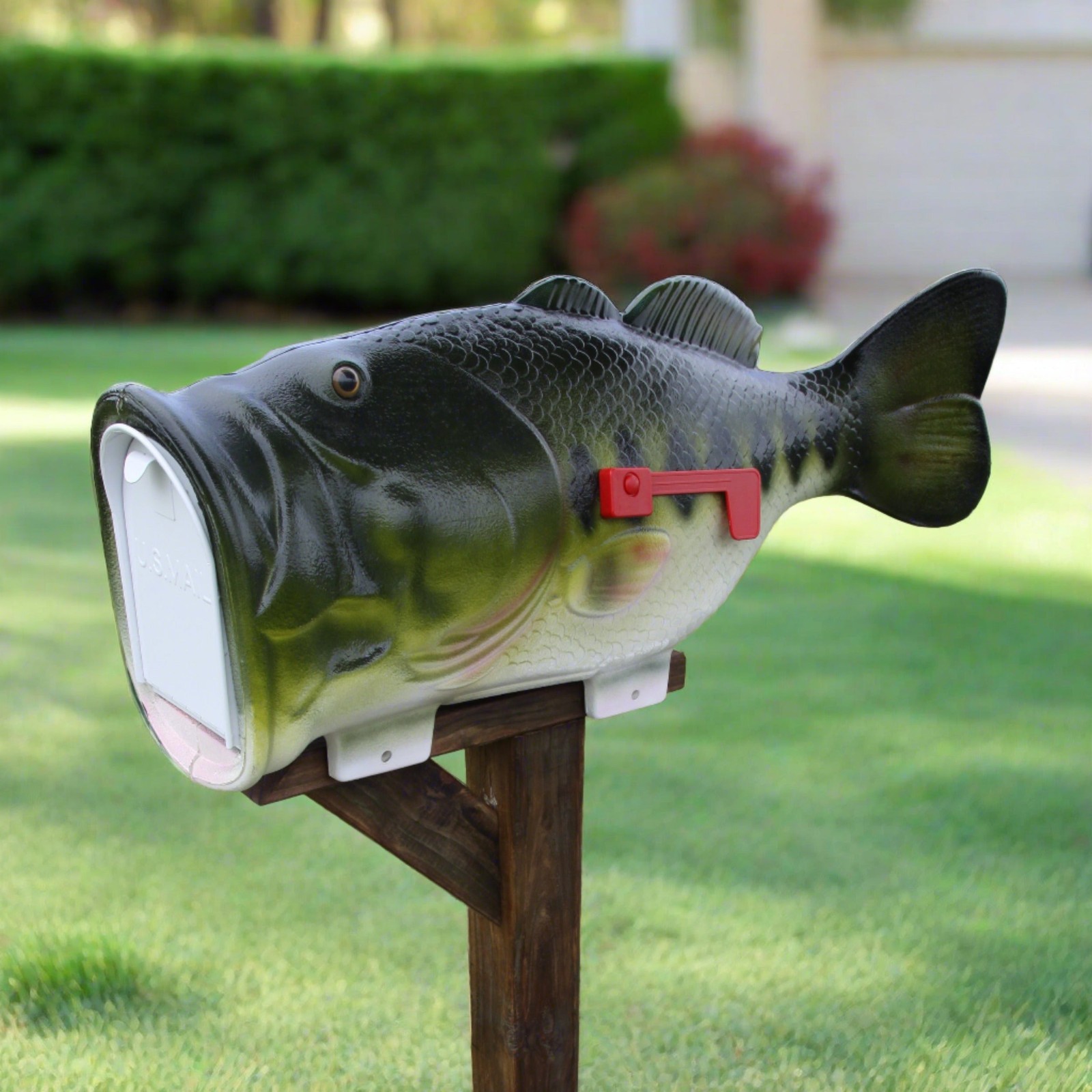 Largemouth Bass Fish Mailbox for Outside of Residential Home, Rural Mailbox