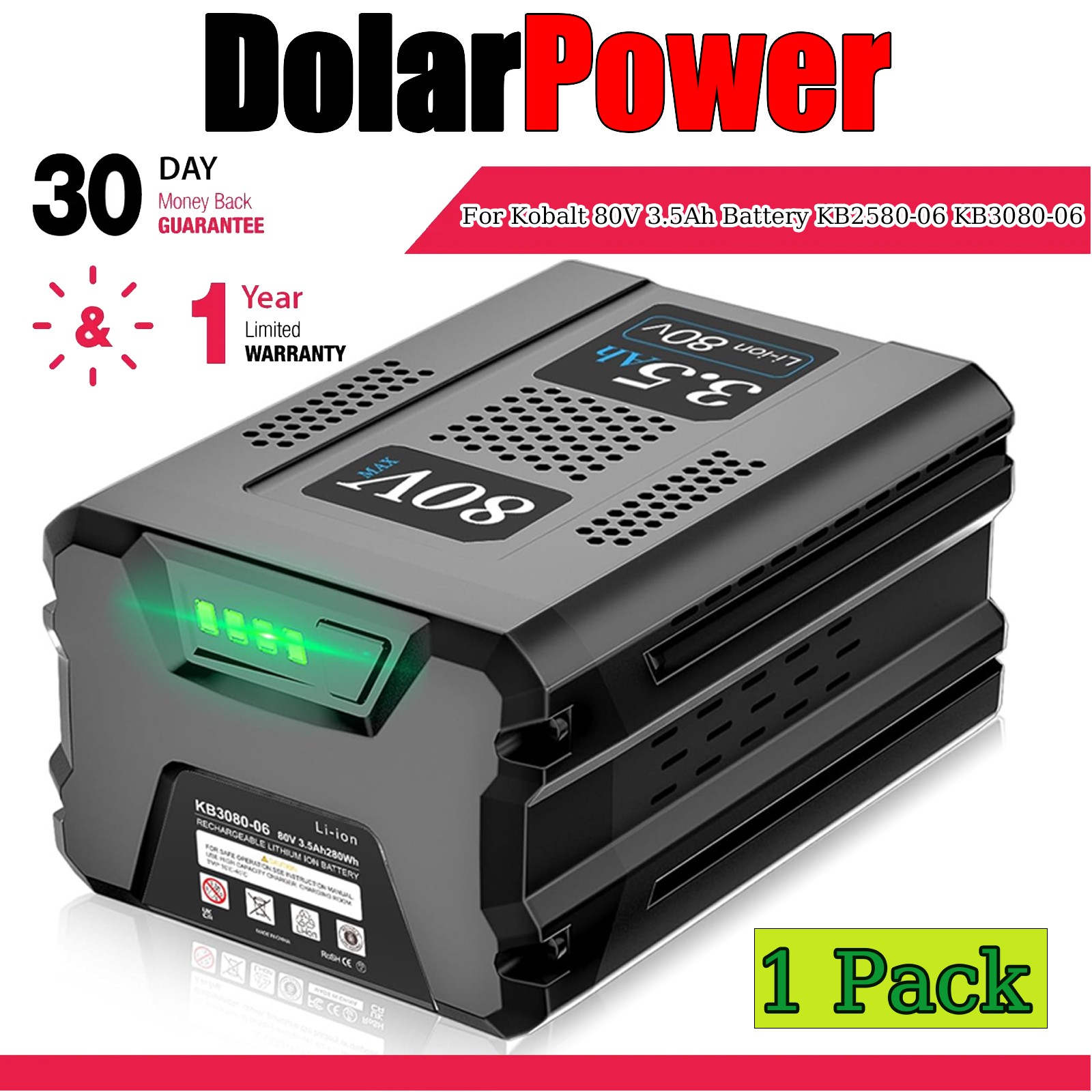 1-2Pack 80V 3.5Ah Battery Replacement for Kobalt 80V Max KB2580-06 KB3080-06 New