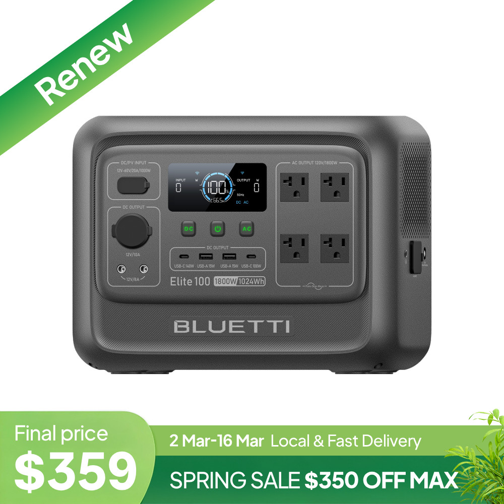 BLUETTI Elite 100 V2 Portable Power Station 1800W 1024Wh LFP for Camping Backup