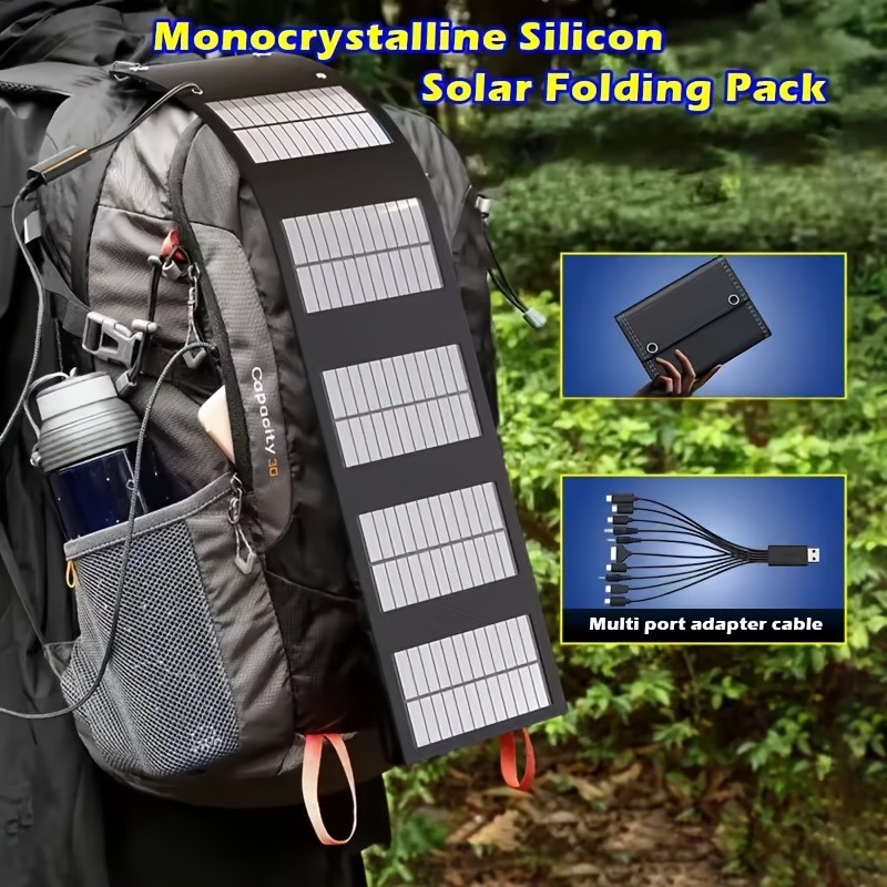 20W Portable Solar Panel Bag Monocrystalline Silicon 5-Fold Solar Panel Protecti