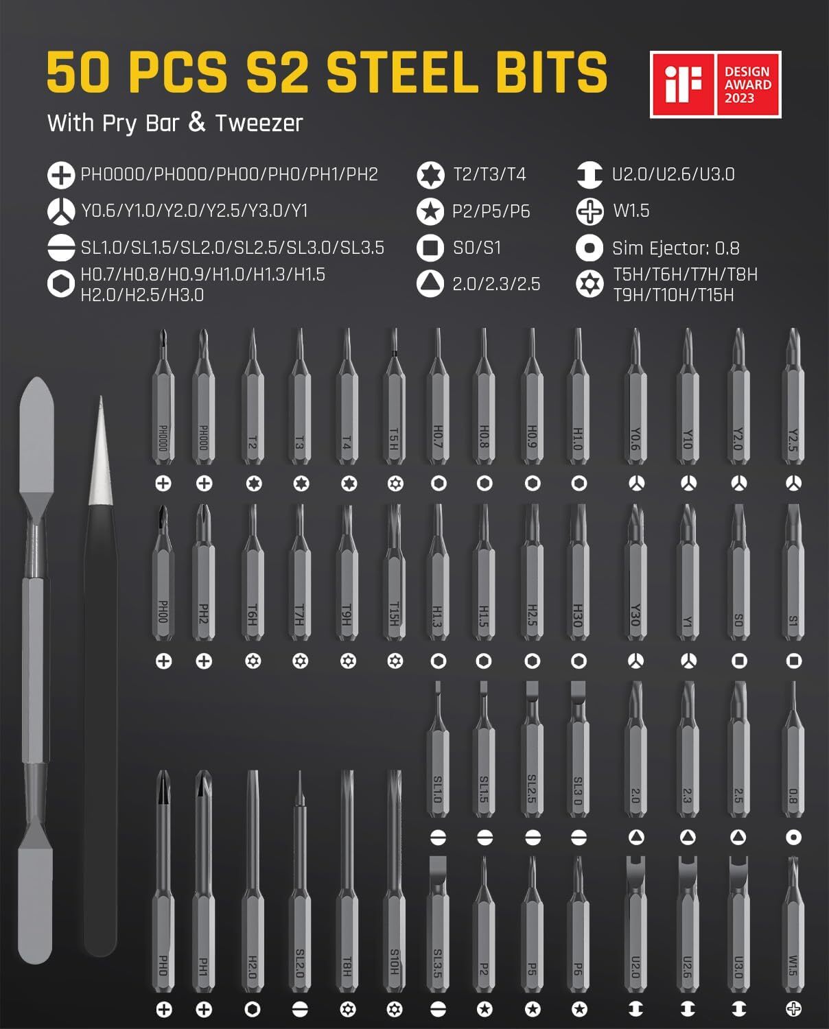 3.7V Mini Precision Electric Screwdriver Set with 50n1 Magnetic Bits and Storage