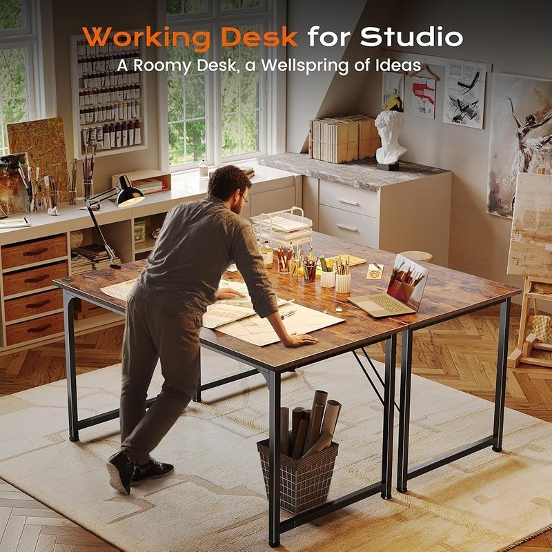 Spacious Computer Desk Home Office Study Space Adjustable Feet Modern Design New