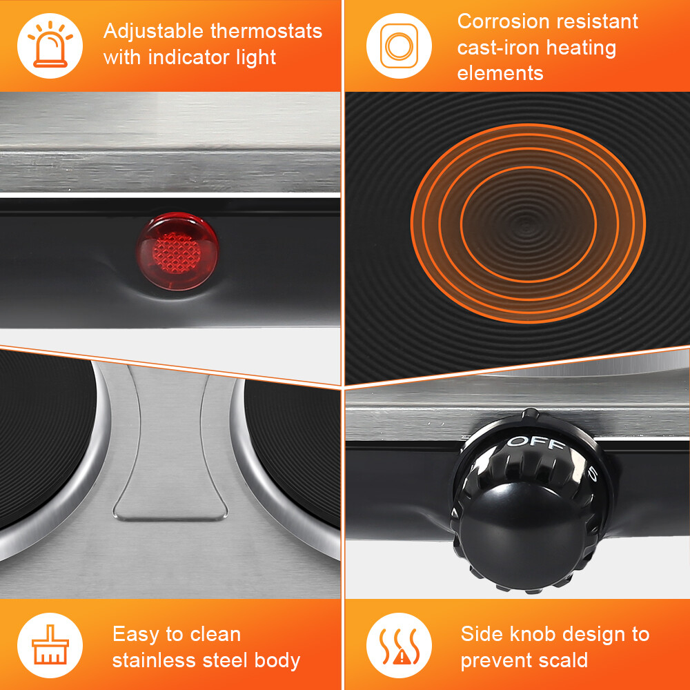 Electric Hot Plate Single Double Hob Stove Burner Countertop Cooktop Cooker