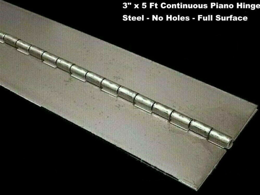 3″ x 60″ PIANO HINGE No Holes Weldable Steel Finish Continuous Nonremovable Pin