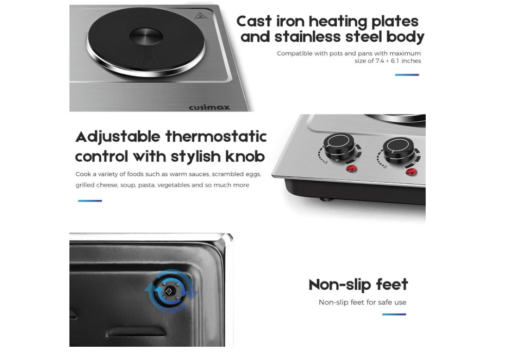 Tabletop Double Burner CUSIMAX 1800W Double Hot Plate – FREESHIPPING