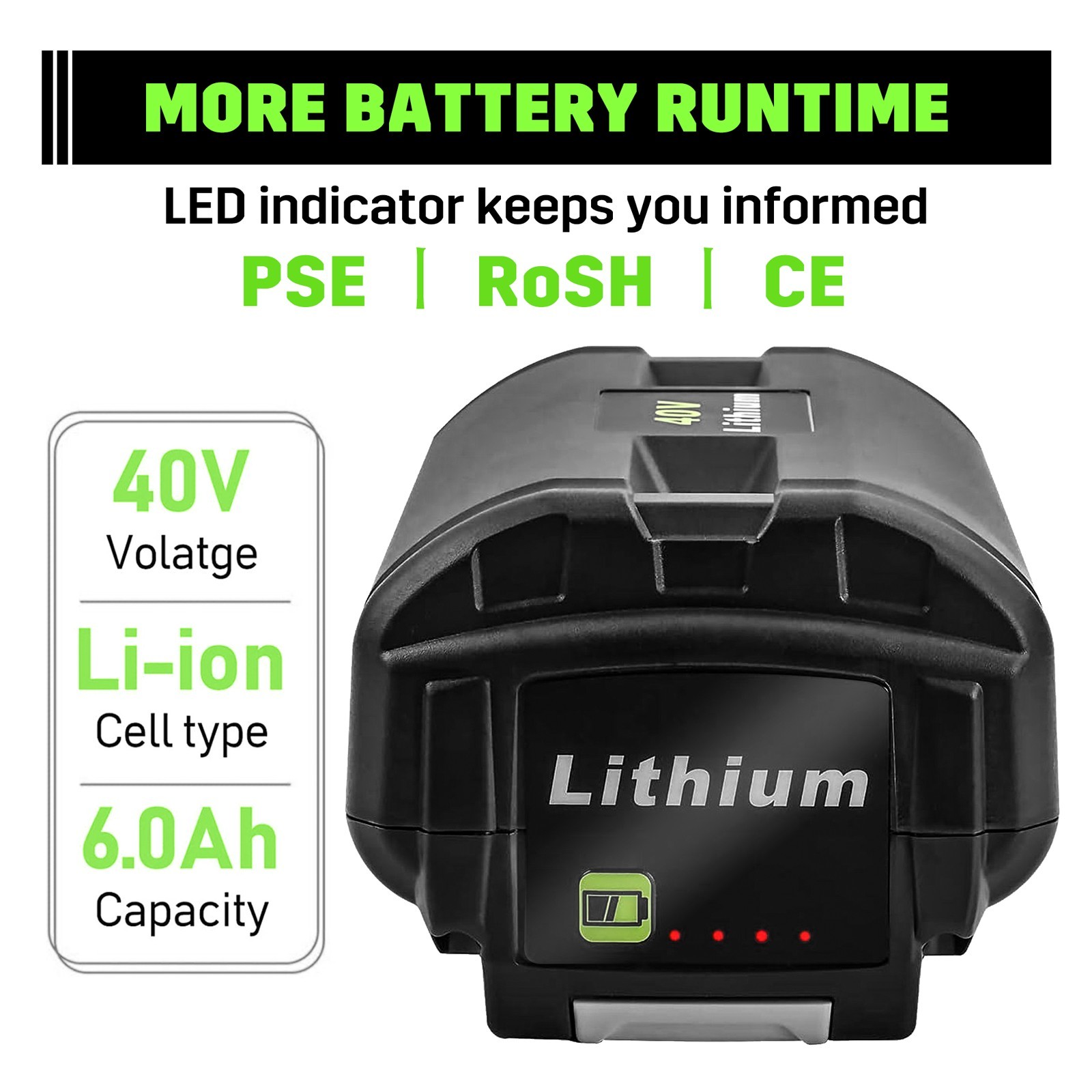 2PACK 40V 6.0Ah Max Battery Replace For Ryobi 40 Volt Lithium-ion OP4050 OP40602
