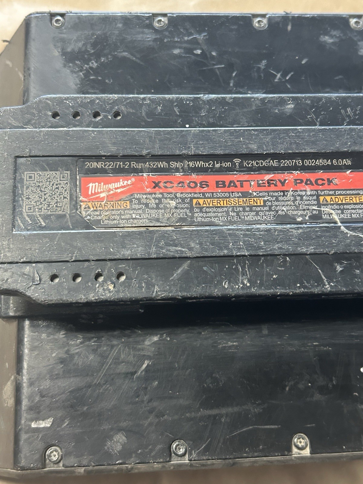 Milwaukee XC406 Battery Pack well used