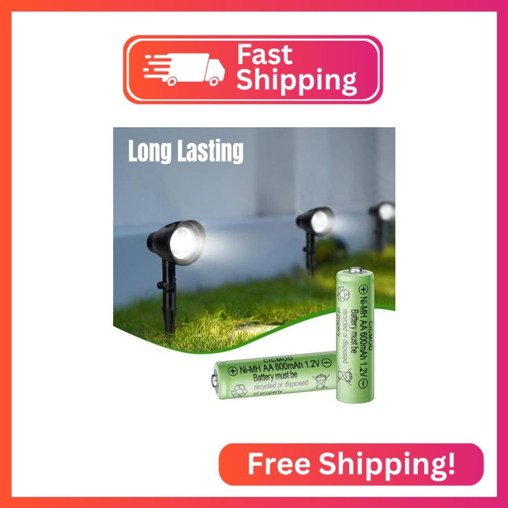 CICMOD Rechargeable AA Batteries 1.2V Ni-MH 600mAh Double A Battery for Outdoor