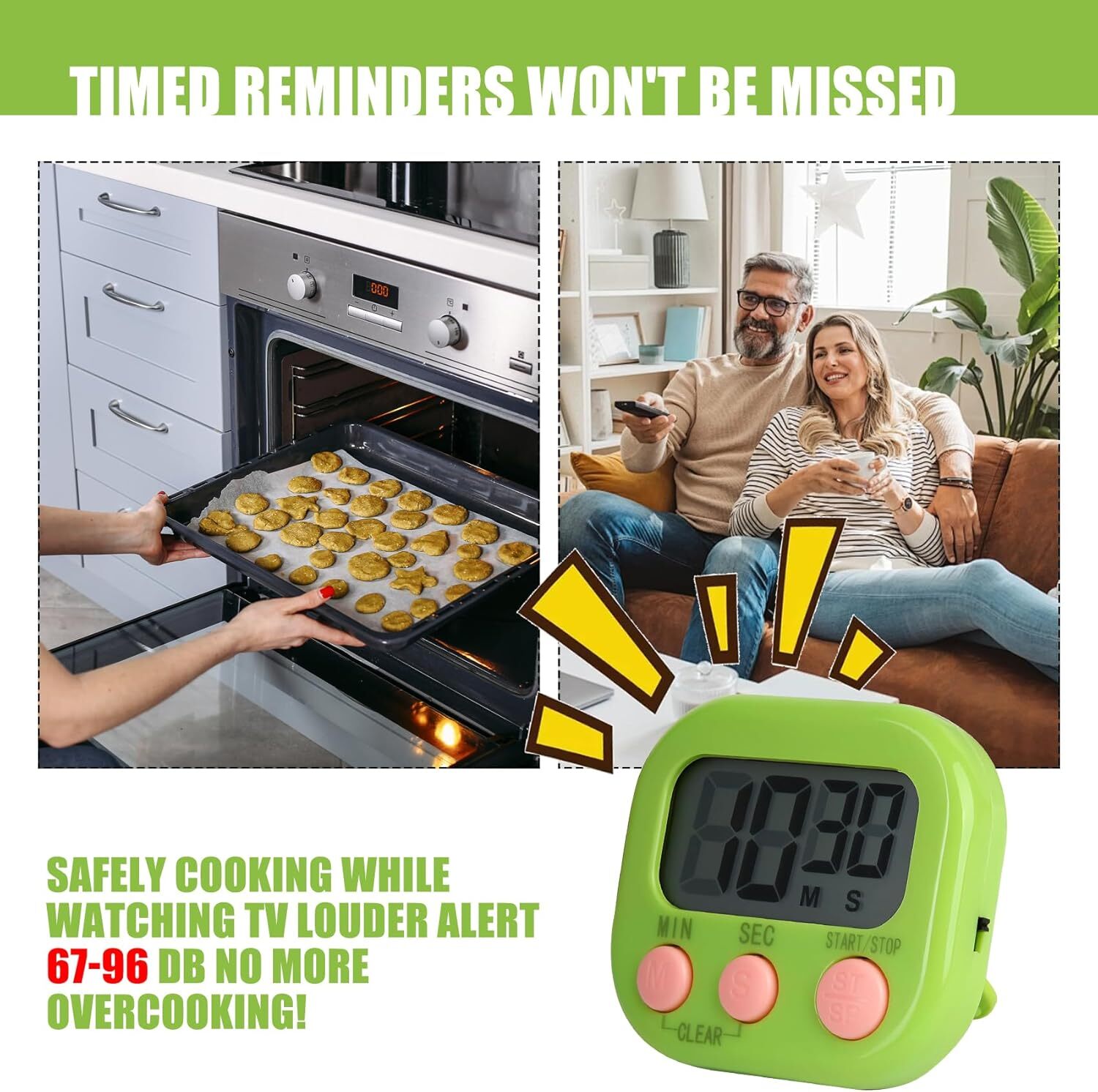 Large LCD Digital Kitchen Cooking Timer Count Down Up Clock Loud Alarm Magnetic