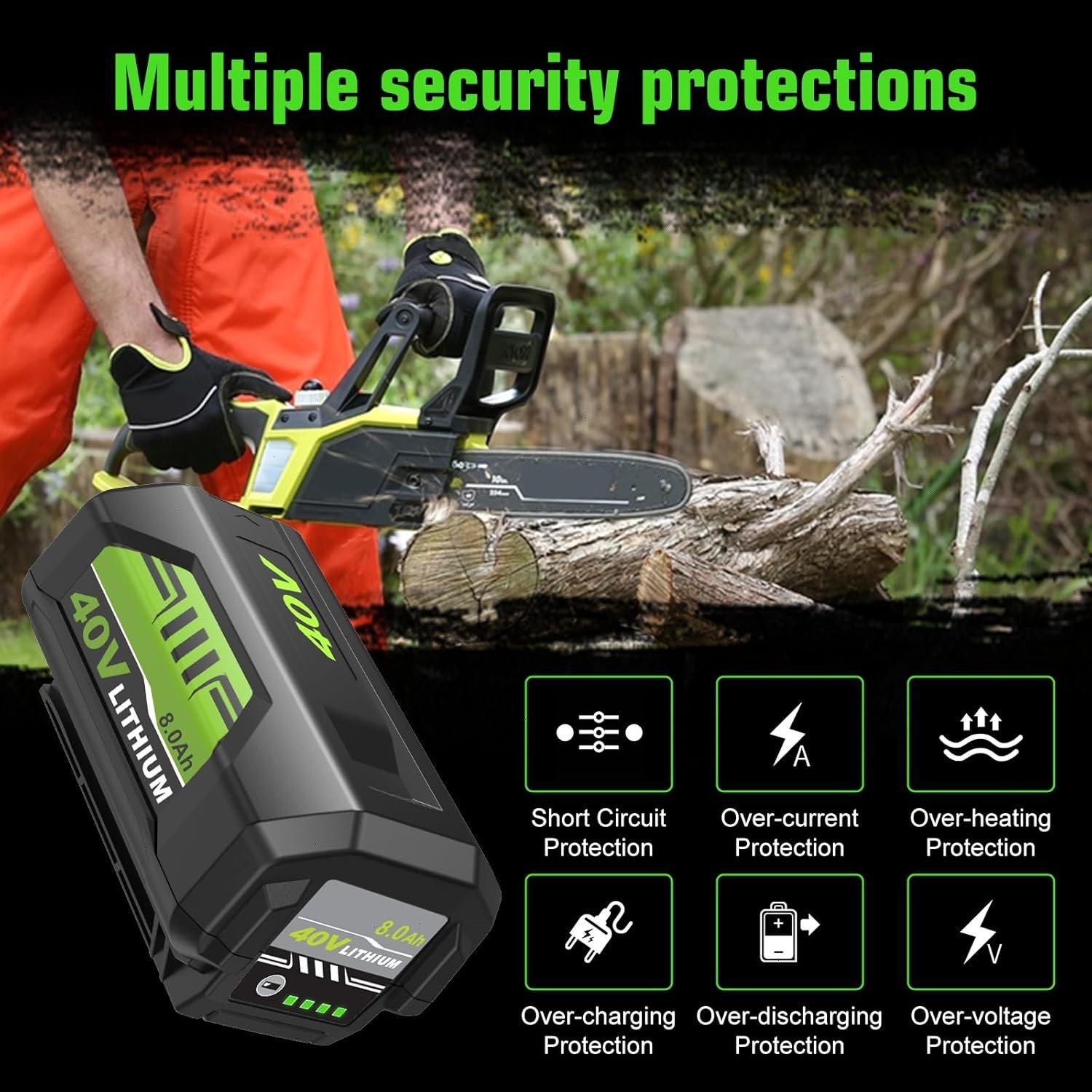 40V 8.0Ah Battery for Ryobi 40 Volt Lithium OP4050 OP40602 OP40261 OP4060 OP4030