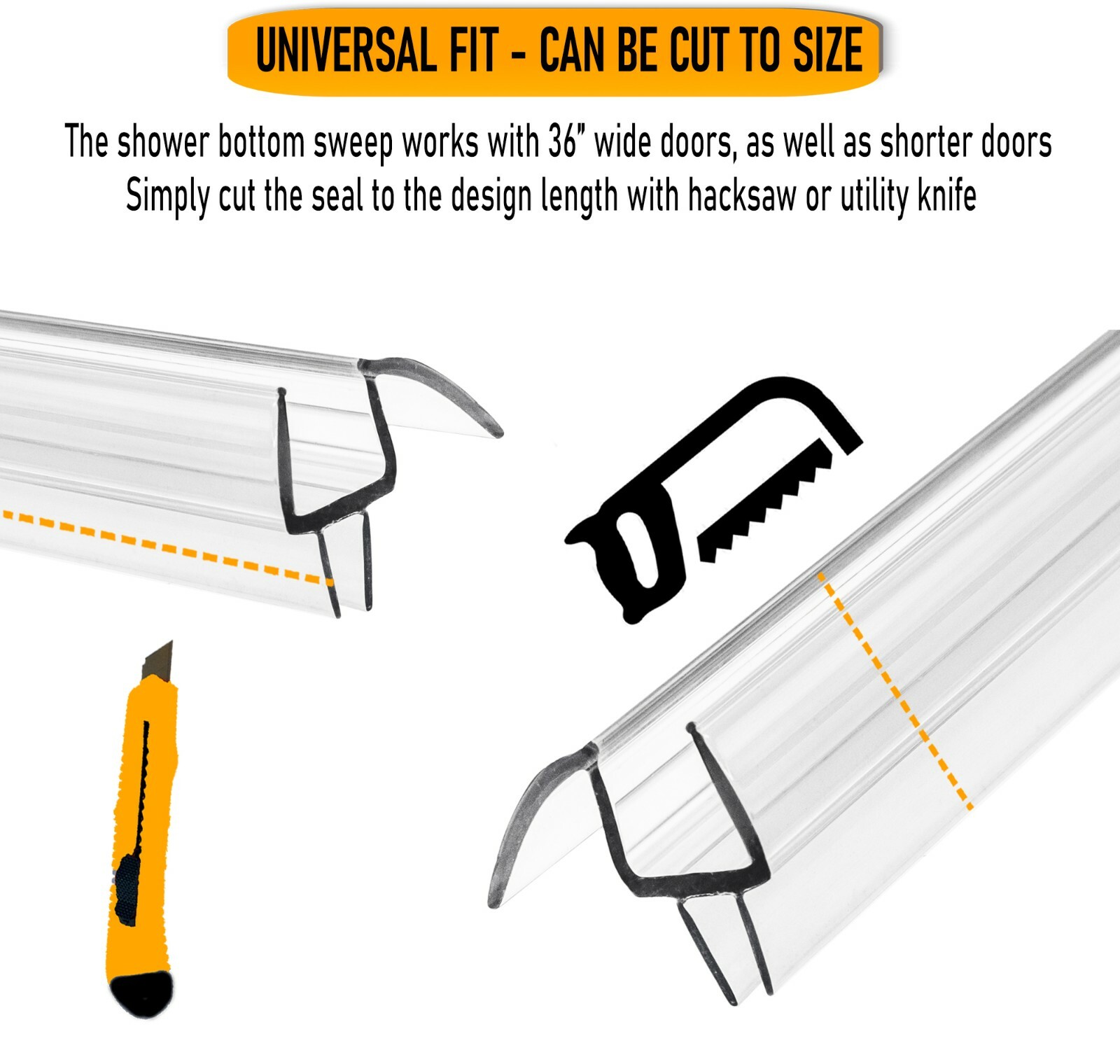 Eatelle 1/4-Inch 6mm Frameless Shower Door Sweep Bottom Seal Wipe Drip Rail 36″L