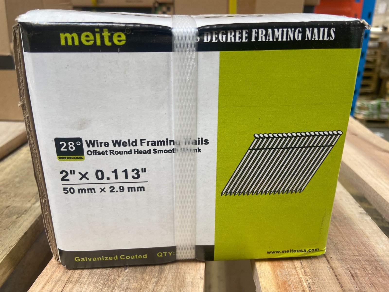 meite 28 Degree Framing Nails 2000-Count 2″ Length Galvanized Wire Weld