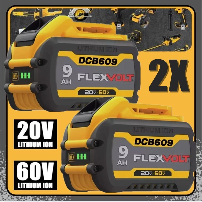2Pack 9.0Ah for DeWalt FLEXVOLT 20V/60V MAX Battery Lithium-ion DCB609 &Charger