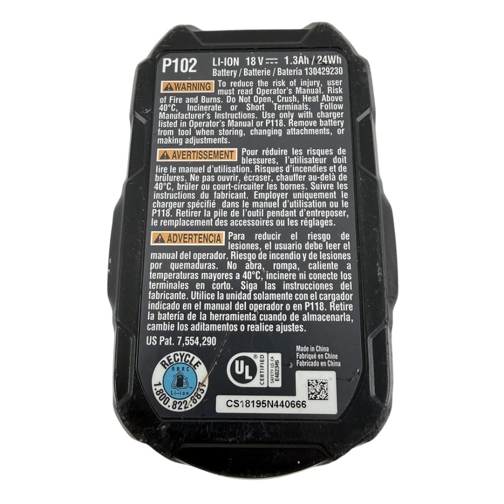 Ryobi P102 Genuine One+ 18 Volt Battery Pack OEM Lithium-Ion Li-Ion One Plus