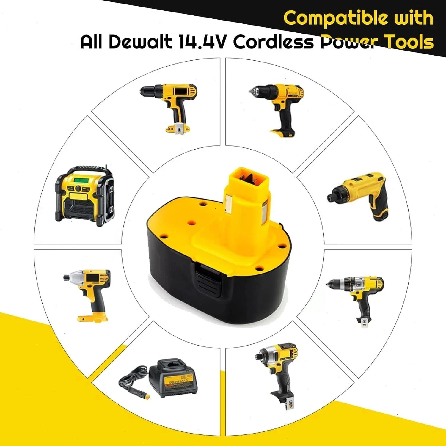2Pack 14.4 Volt Replacement For DEWALT DC9091 14.4V Battery DW9091 DW9094 DE9091