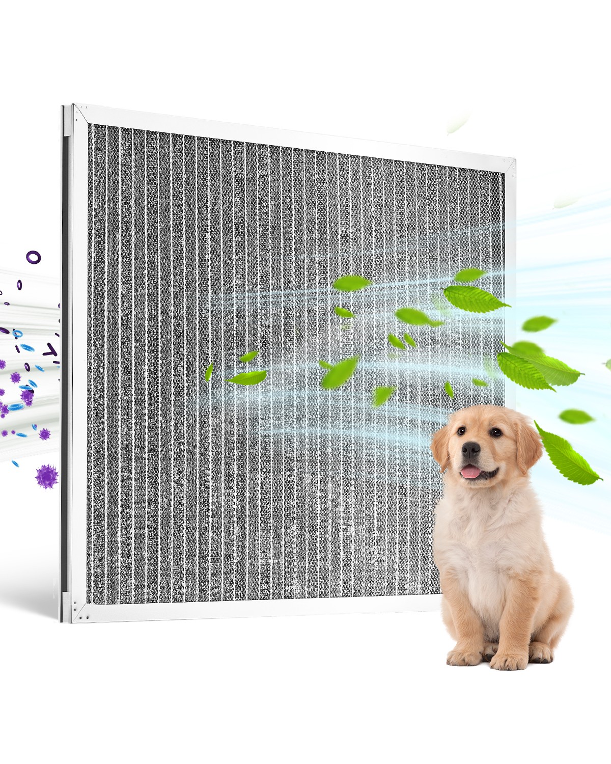 VEVOR 20x25x1 Aluminum Electrostatic Air Filter MERV 8 Actual 19.75×24.65×0.82