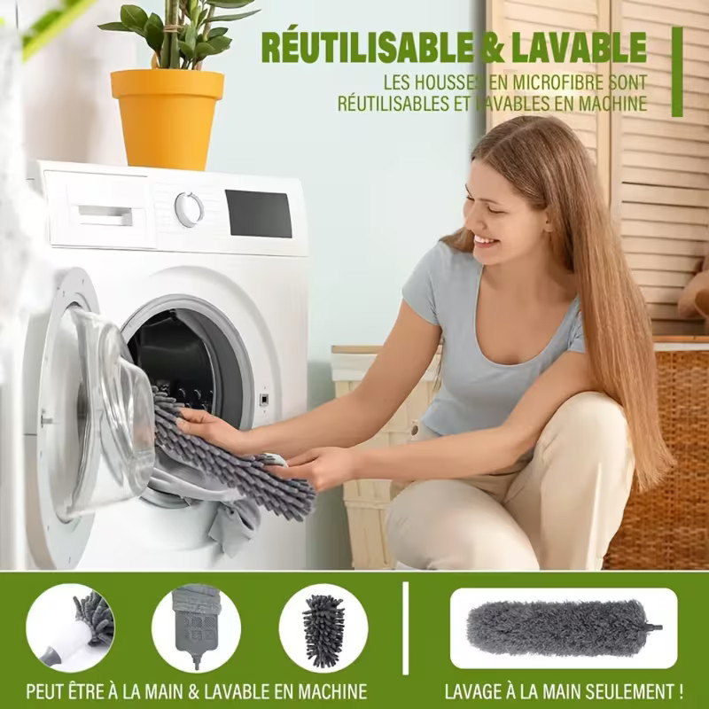 2025 NEW Microfiber Duster for Cleaning Fan, High Ceiling, Blinds, Gray, Silver