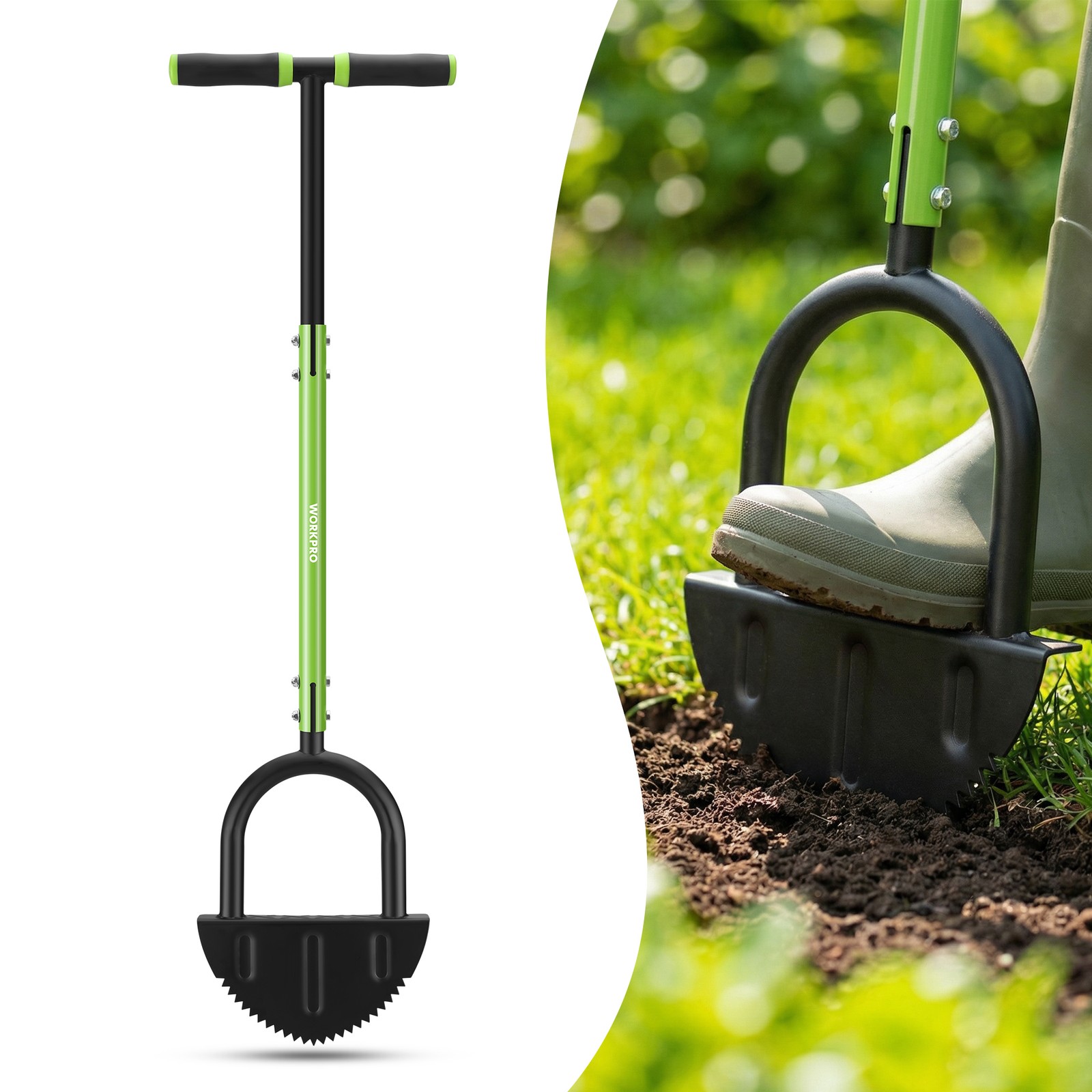 WORKPRO 40 inch Edger Lawn Tool Heavy Duty Lawn Half Moon Steel Blade Saw Tooth
