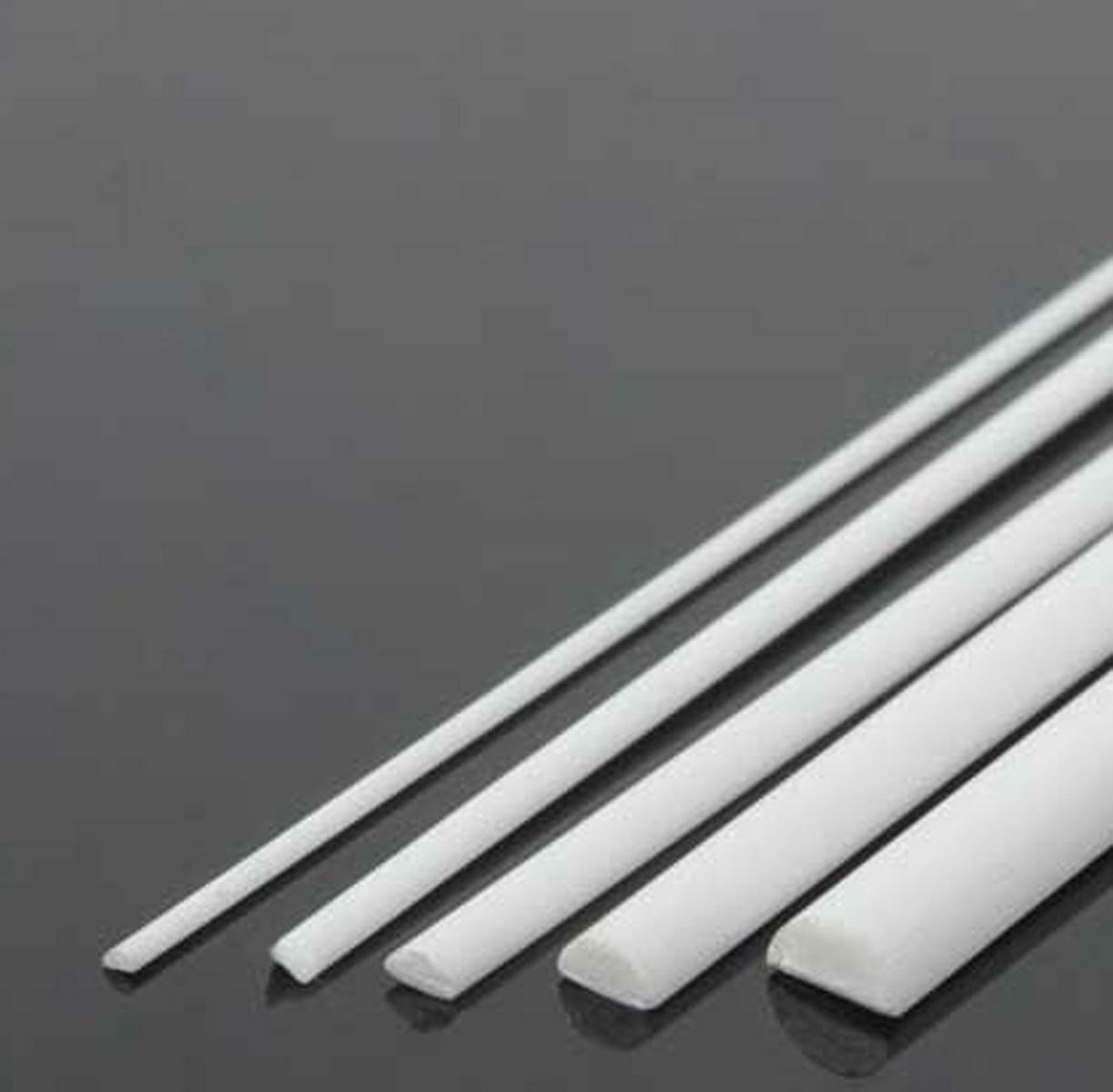 NJ STOCK 10pcs ABS Styrene Plastic Half Round Bar Rod 4mm ±10% Dia. 9.85″ White