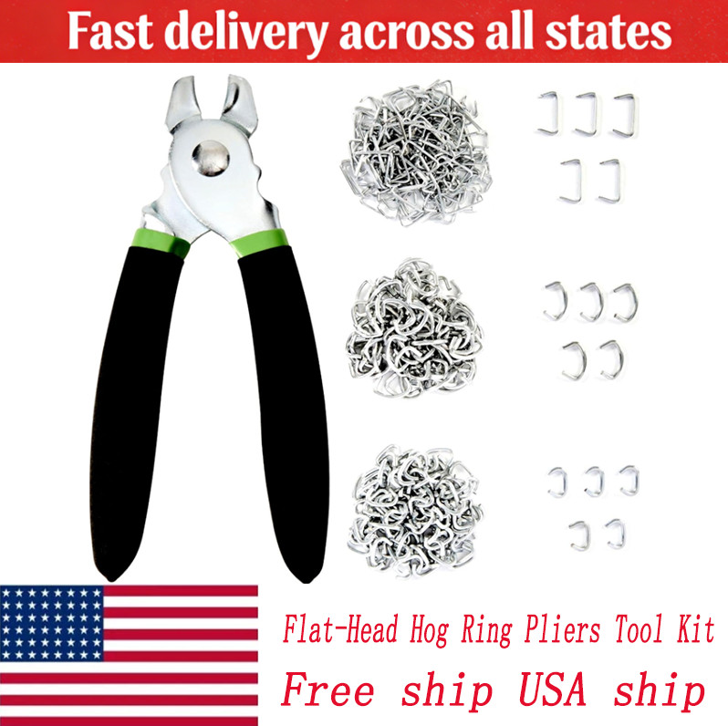 241-Piece Green & Black Flat-Head Hog Ring Pliers Tool Kit