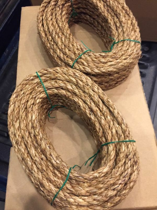 TWO PCs 3/8″x 50′ Natural Manila Hemp Rope 100’ Total