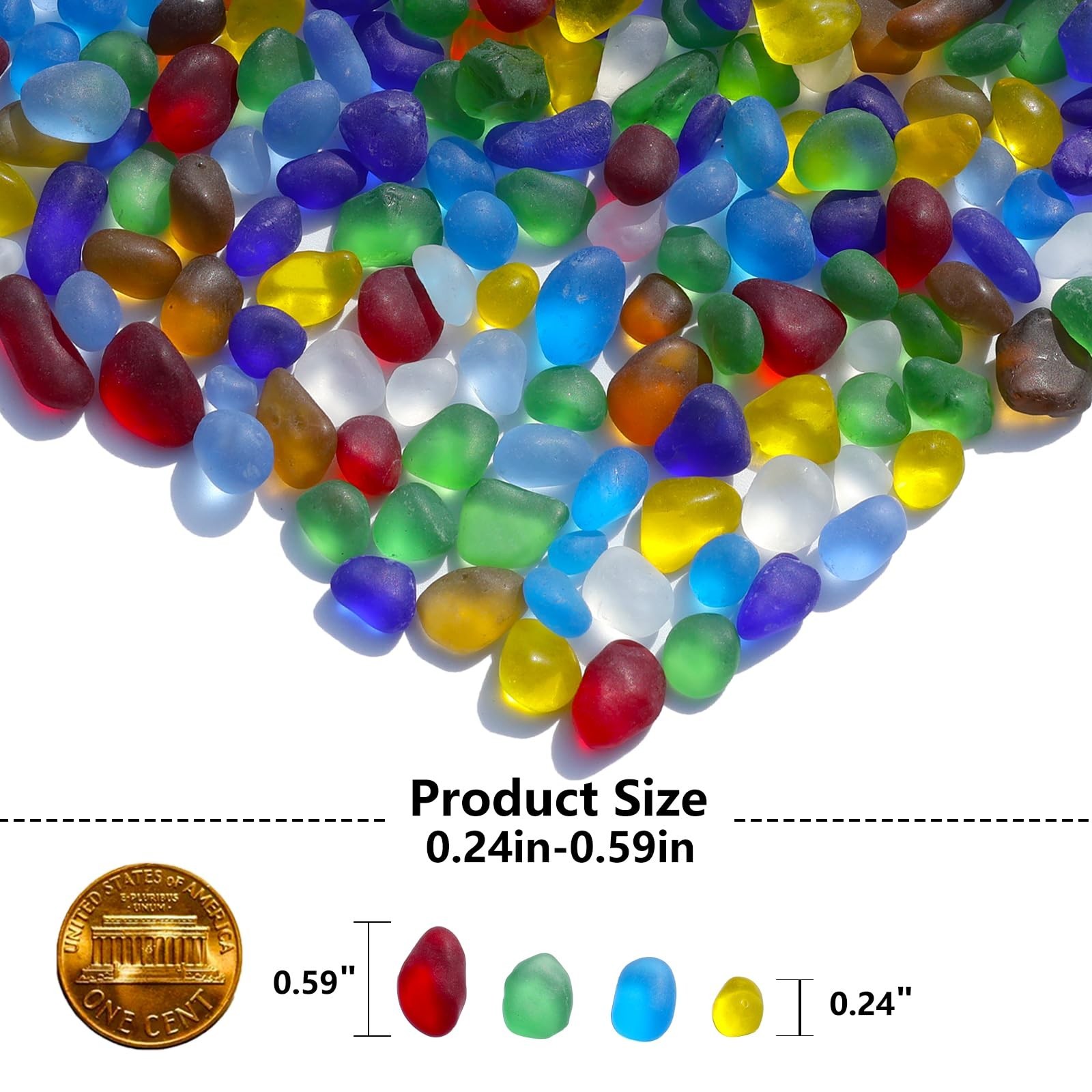 Colorful Sea Glass Stones 2.9LB – Frosted Pebbles for Aquarium, Crafts & Decor